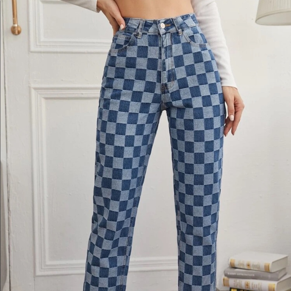 cute checkered jeans